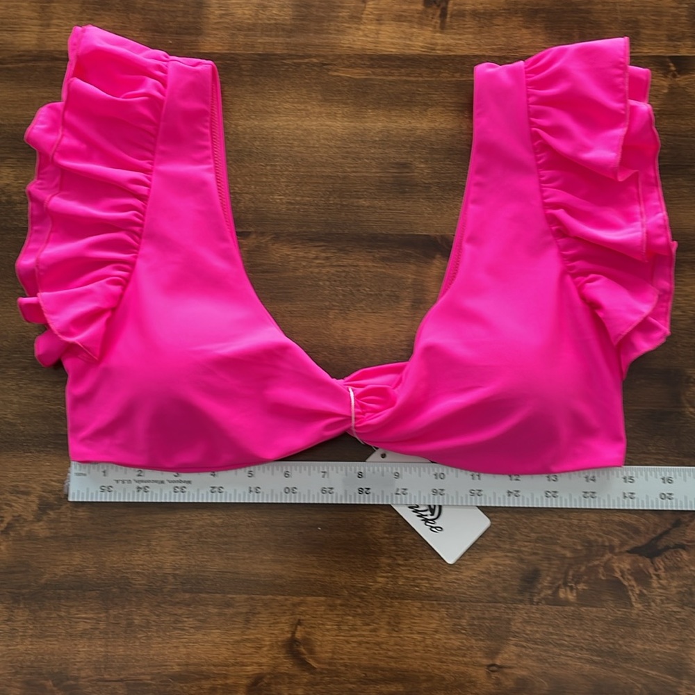 Sporlike Women’s Pink Ruffle Shoulder Tie Back Two Piece Bikini Swimsuit - XL - Picture 8 of 15